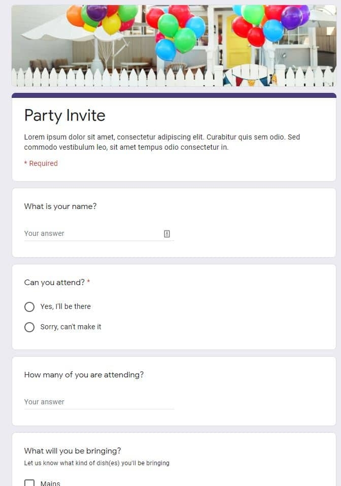 Printable Google Form