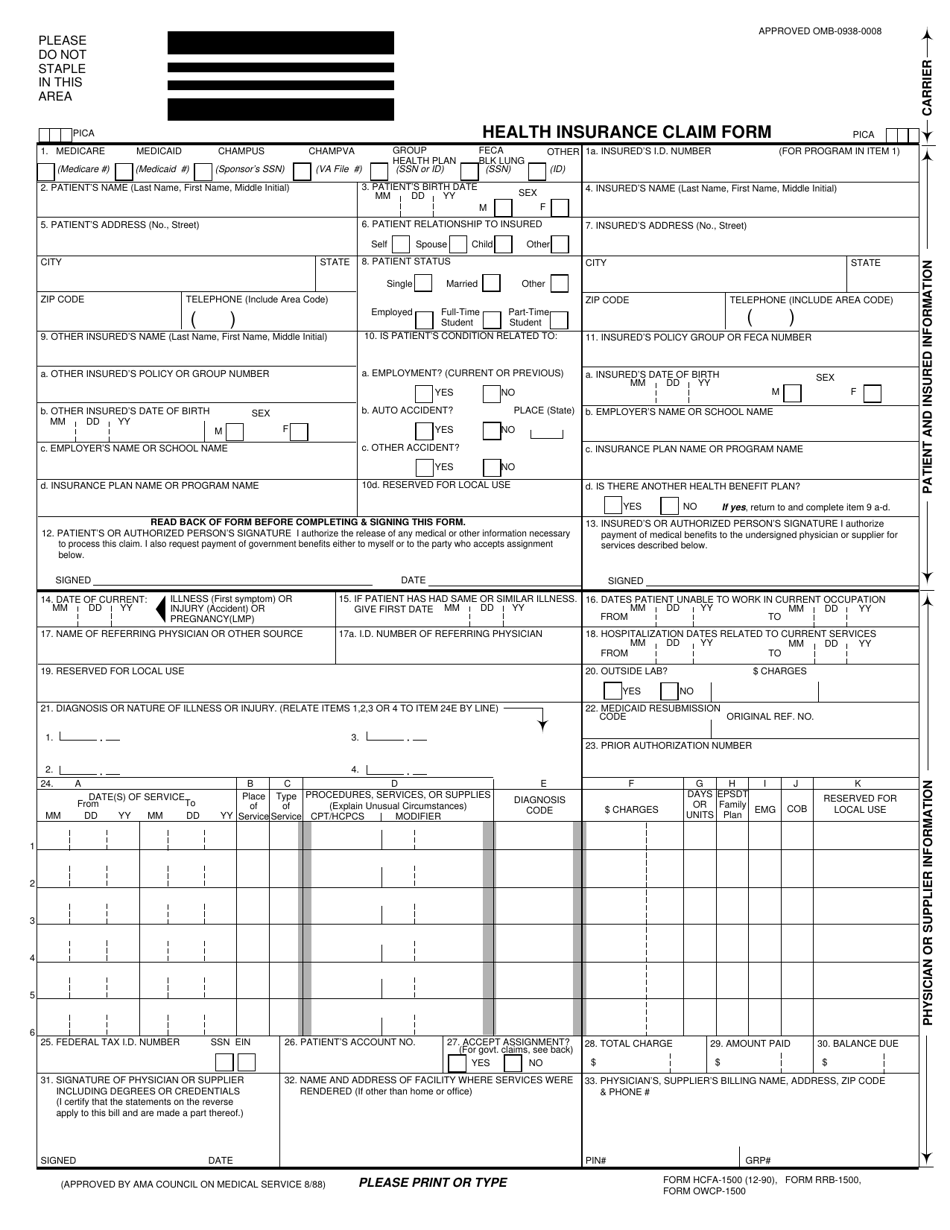 Printable Hcfa 1500 Form