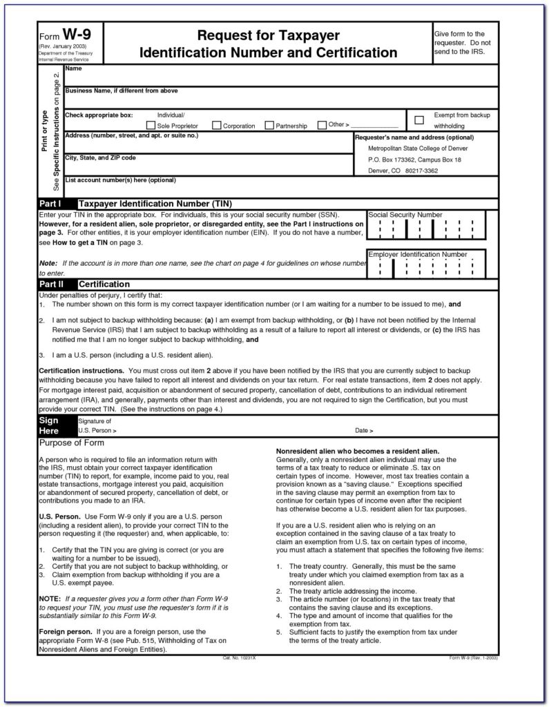 Printable Nc W 9 Form Printable Forms Free Online