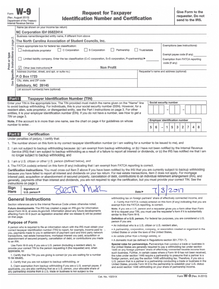 Printable Nc W 9 Form Printable Forms Free Online