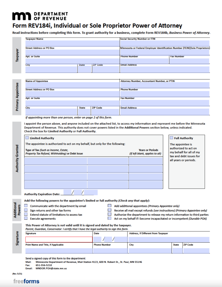 Printable Power Of Attorney Form Minnesota Printable Forms Free Online