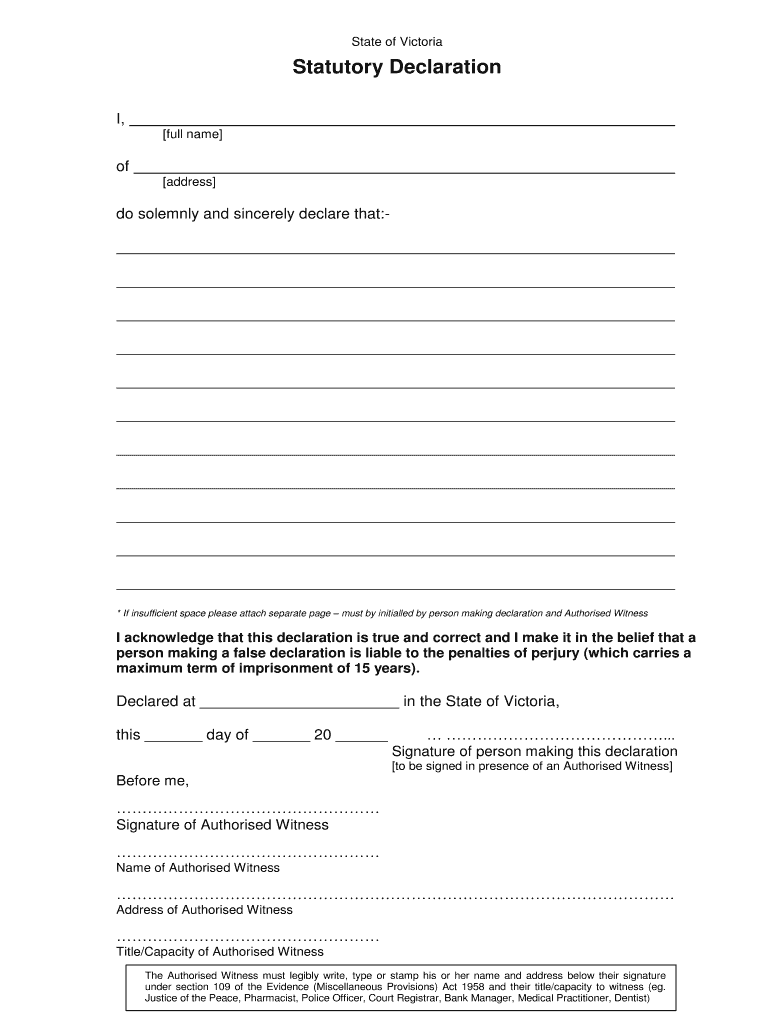 Printable Statutory Declaration Form Qld Printable Forms Free Online