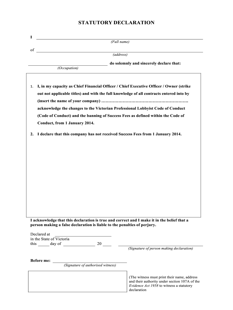 Printable Statutory Declaration Form Qld Printable Forms Free Online