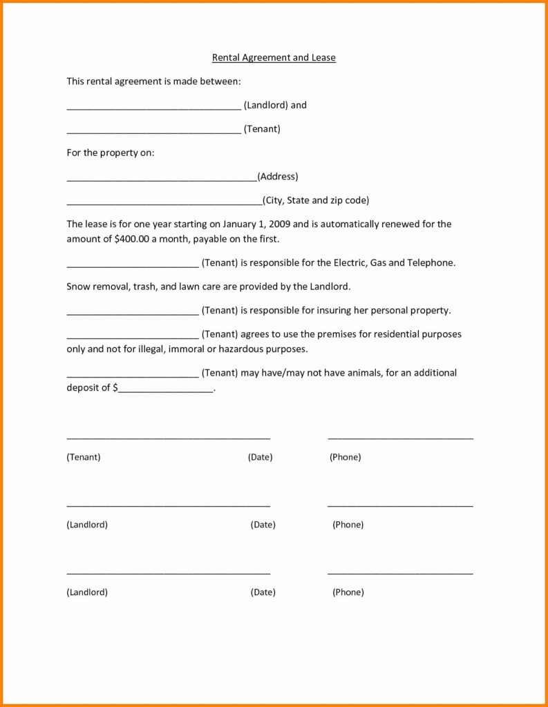 Simple Printable Rental Agreement