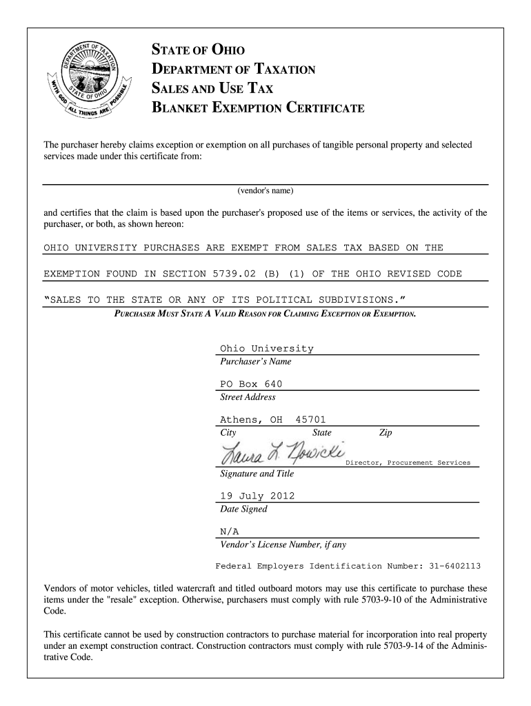 Tax Exempt Form 2025 Ohio Karen Arnold