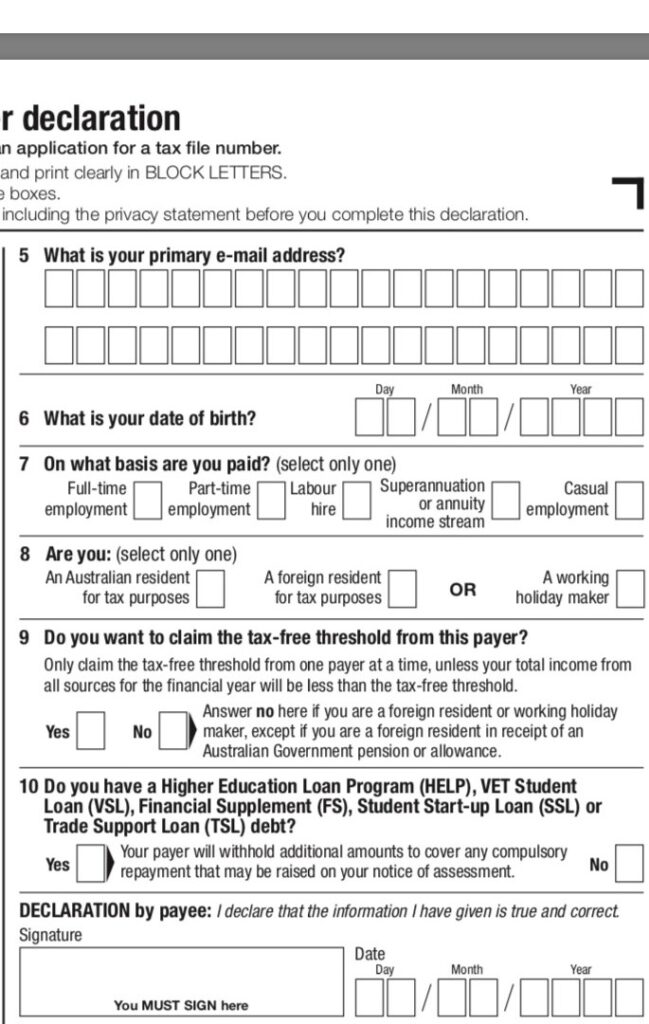 Tax File Declaration Printable Form Printable Forms Free Online