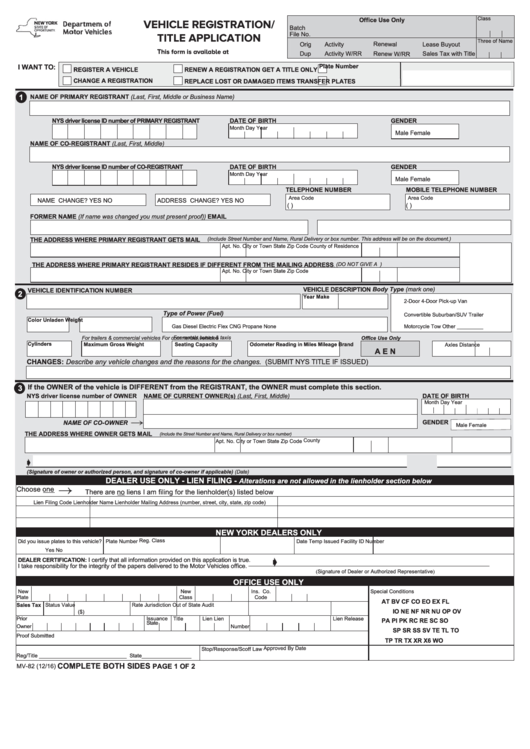 Top 7 Nys Dmv Registration Form Templates Free To Download In PDF Format