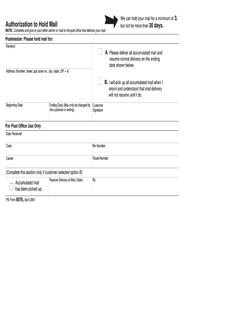 Usps Hold Mail Form Fill Out Sign Online DocHub