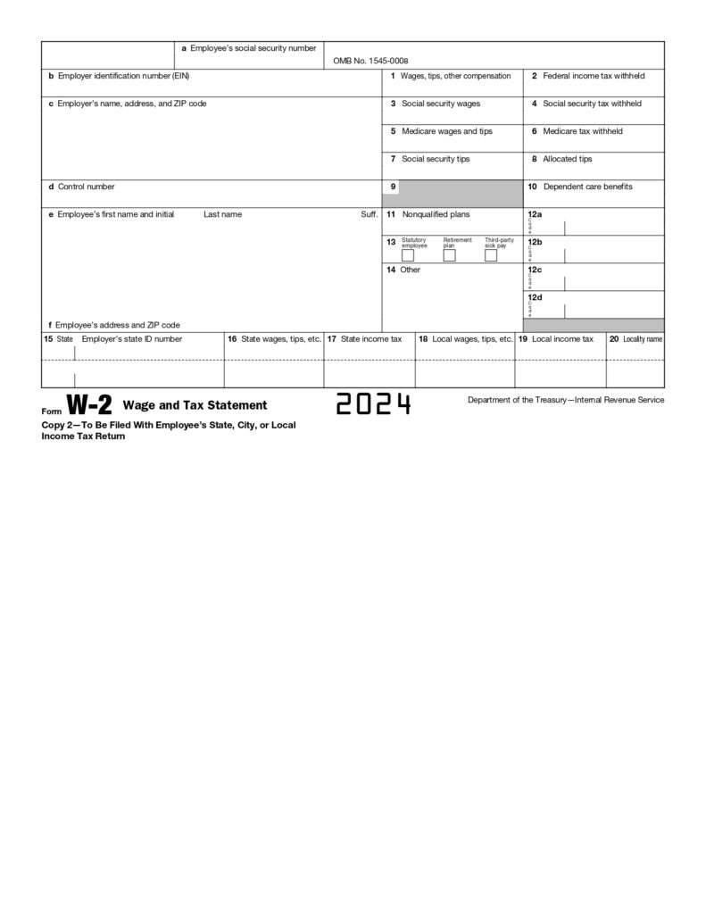 W2 Form 2024 Printable IRS Tax Forms 2025